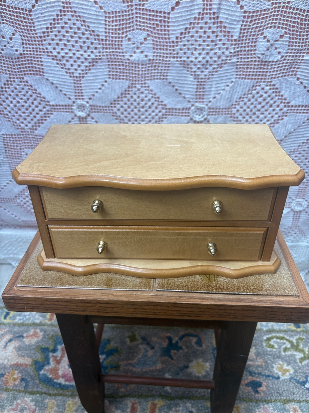 Vintage Wooden Musical Jewelry Box